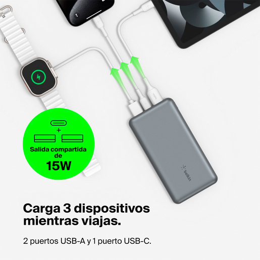Power Bank Belkin 2 puertos 10000 mAh Gris