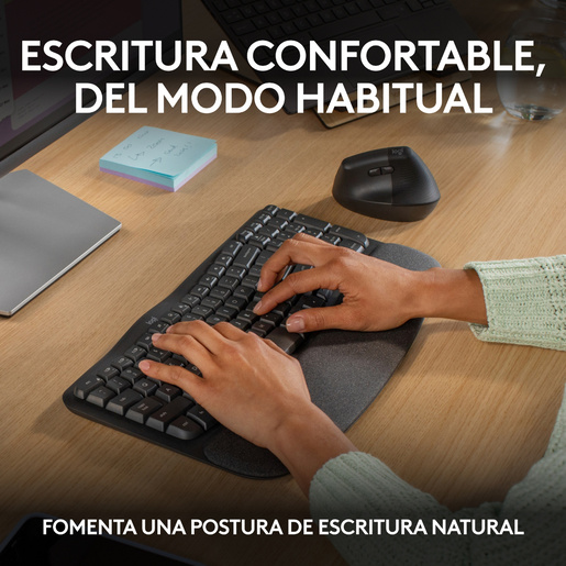Teclado Ergonómico Inalámbrico Logitech Wave Keys Grafito