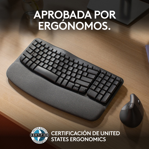 Teclado Ergonómico Inalámbrico Logitech Wave Keys Grafito