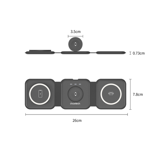 Cargador Magnético 3 en 1 Choetech 3 dispositivos Negro