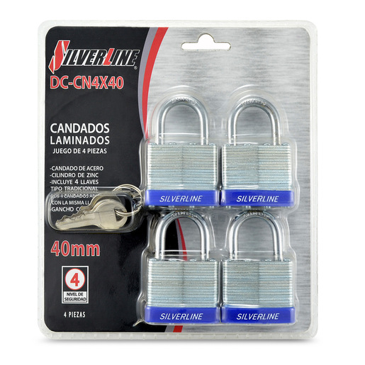 Candado Laminado Silverline 40mm 4 piezas