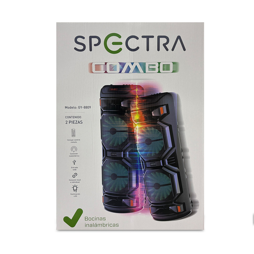 Bocinas Bluetooth Spectra GY-8809 con Luces RGB Negro