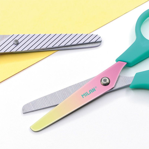 Tijera Escolar de Punta Roma Serie Sunset Milán Mango Amarillo 13 cm