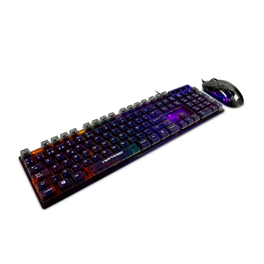 Kit Teclado y Mouse Gamer Perfect Choice Helumo Luz RGB Transparente