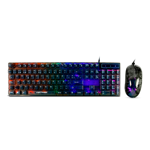 Kit Teclado y Mouse Gamer Perfect Choice Helumo Luz RGB Transparente