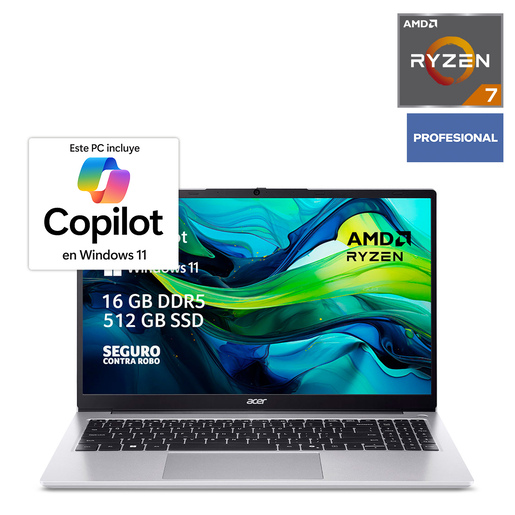 Laptop Acer Aspire Lite 15 AMD Ryzen 7 16GB RAM 512GB SSD 15.6 pulgadas