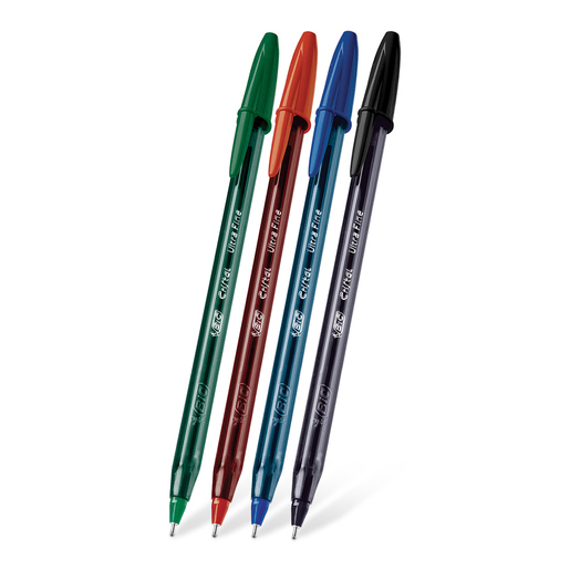 Bolígrafos BIC Cristal Recargables - Juego De 10, Punta Media, Tinta Negra, Cuerpo Transparente Con Nivel Visible