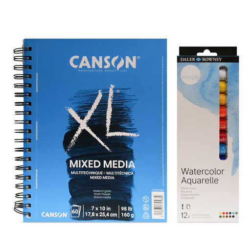 Cuaderno de Dibujo XL Mix Media con Estuche de Acuarelas Daler Rowney Canson