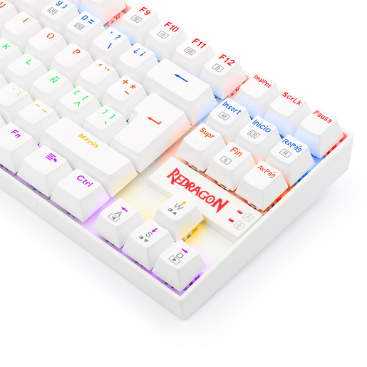 Teclado Gamer Alámbrico Redragon Kumara Rainbow Blanco