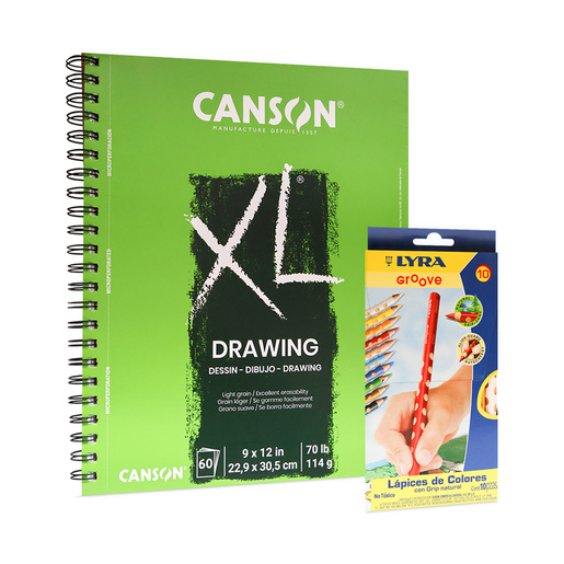 Cuaderno de Dibujo XL Drawing con Estuche de Lápices Lyra Canson