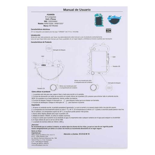 Tablero para Escritura Keyroad LCD 8.5 pulgadas
