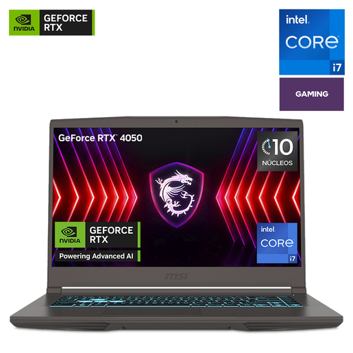 Laptop Gamer MSI Thin 15 B13VE NVIDIA GeForce RTX 4050 Intel Core i7 16GB RAM 512GB SSD 15.6 pulgadas