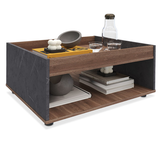 Mesa de Centro con Entrepaño Maderkit Stone Melamina Café