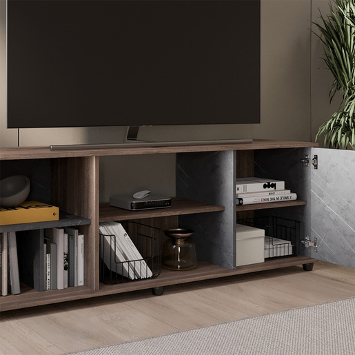 Centro de Entretenimiento Maderkit Stone Melamina Café