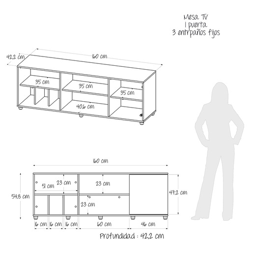 Centro de Entretenimiento Maderkit Stone Melamina Café