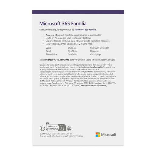 Microsoft 365 Familiar 2025 6 Usuarios 1 Año