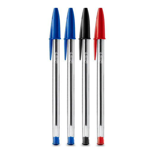 Plumas Bic Cristal Dura Más / Punto mediano / Tinta negra roja azul / 4 piezas más lápiz