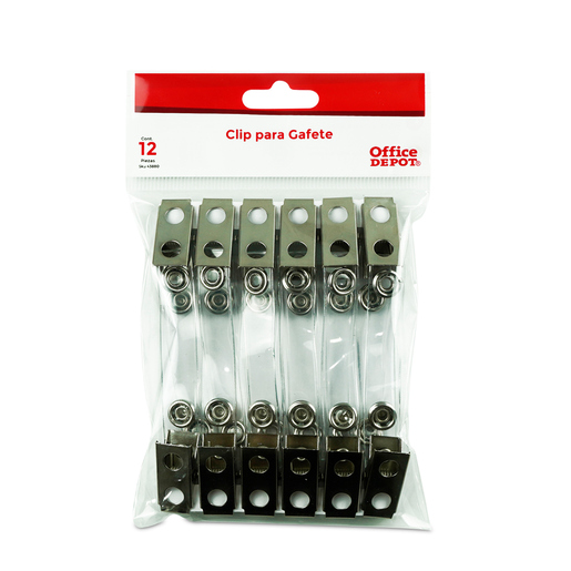 Pinza para Gafete Office Depot Plata 12 piezas