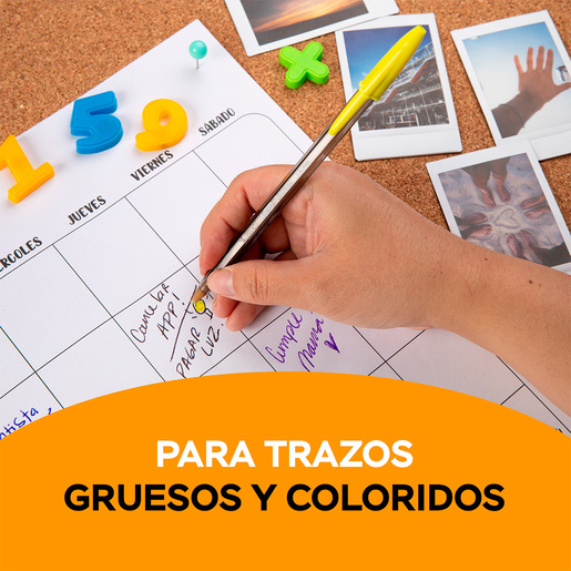 Plumas Bic Cristal Intenso Fashion / Punto extra grueso / Tinta colores surtidos / 10 piezas