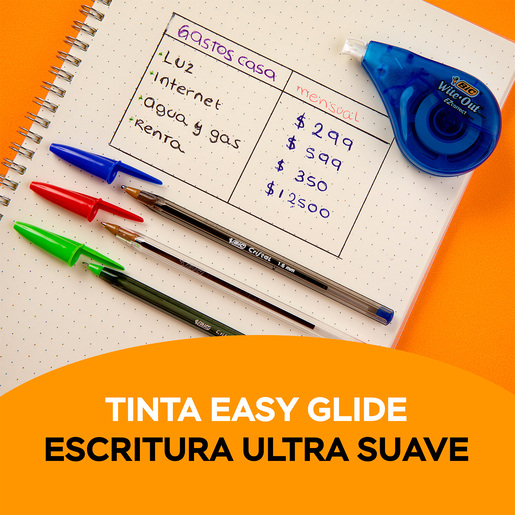 Plumas Bic Cristal Intenso Fashion / Punto extra grueso / Tinta colores surtidos / 10 piezas