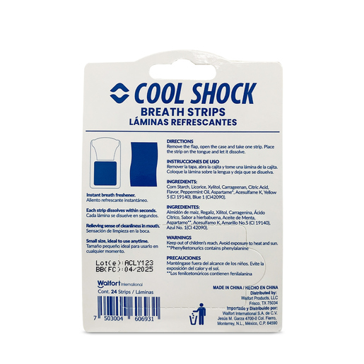 Láminas Refrescantes de Aliento Cool Shock Yerbabuena 24 piezas