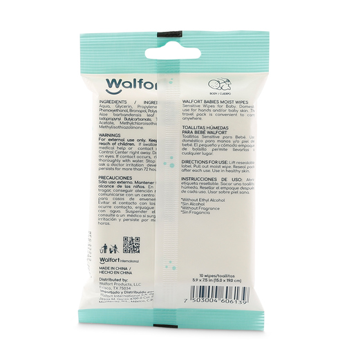Toallitas Húmedas para Bebés Walfort Sensitive / Empaque 12 piezas