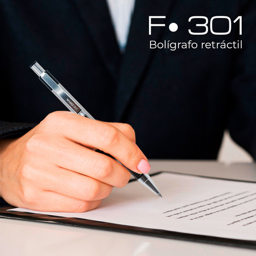Bolígrafo Retráctil Zebra F-301 Punto Fino Tinta Negra