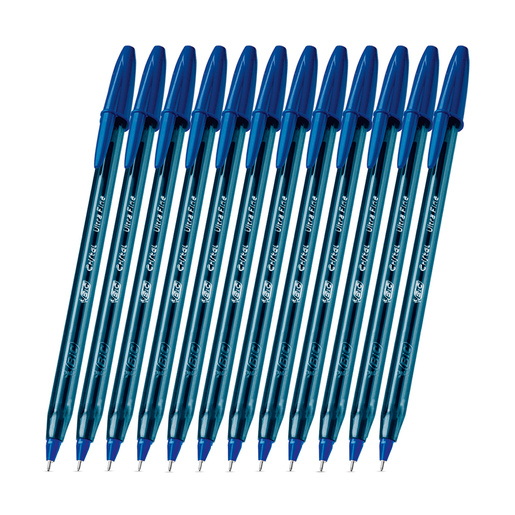 Plumas Bic Cristal Precisión y Suavidad Punto Extrafino Tinta Azul 12 piezas
