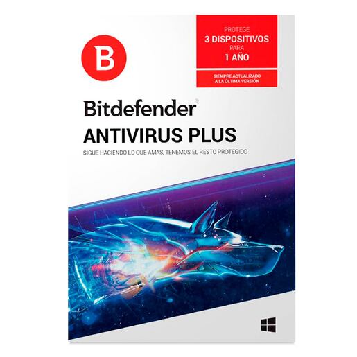 Antivirus Bitdefender Plus / Licencia 1 año / 3 usuarios / PC / Laptop
