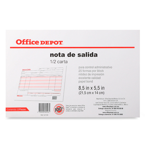 NOTA DE SALIDA OFFICE DEPOT (1/2 CARTA  2 PZS.)