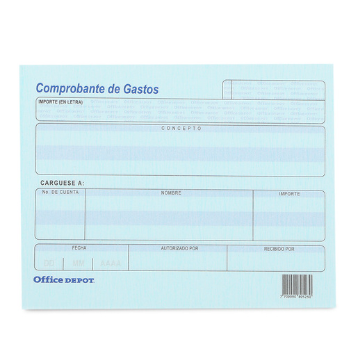 Block de Comprobante de Gastos Office Depot / Azul / 13.9 x 10.7 cm / 4 piezas
