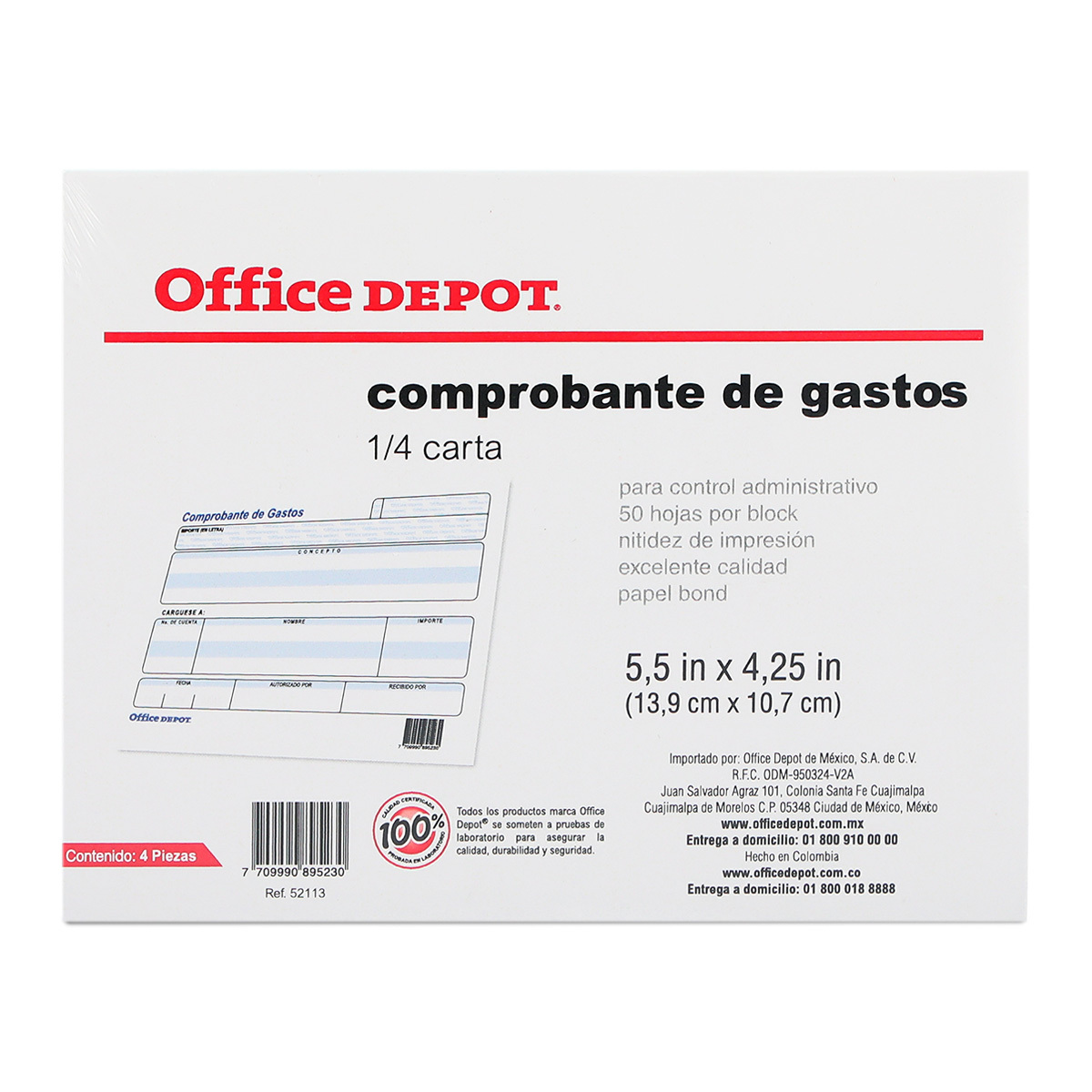 Block de Comprobante de Gastos Office Depot Azul  x  cm 4 piezas | Office  Depot Mexico