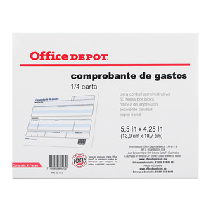 Block de Comprobante de Gastos Office Depot / Azul / 13.9 x 10.7 cm / 4 piezas