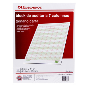 Block de Auditoría Carta Office Depot 7 Columnas 2 Blocks 50 hojas c/u