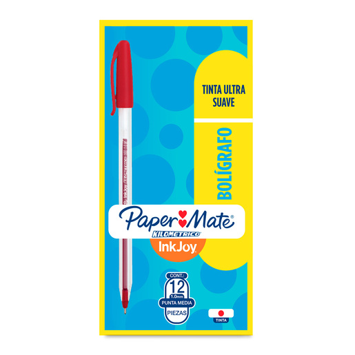 Plumas Paper Mate Kilométrico InkJoy 100 / Punto mediano / Tinta roja / 12 piezas