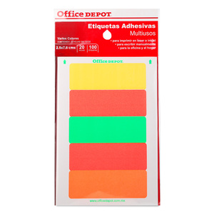 Etiquetas Adhesivas Escolares Office Depot Colores 2.5 x 7.6 cm Etiquetas Adhesivas Escolares Office Depot Colores 2.5 x 7.6 cm