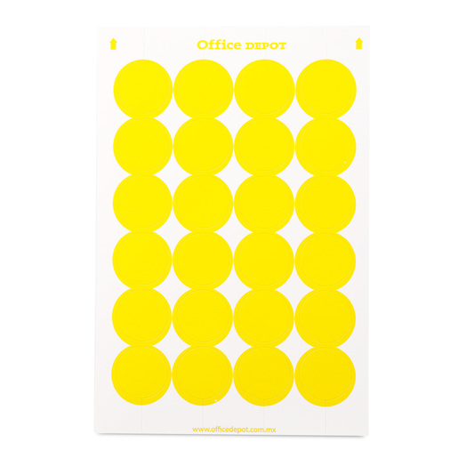 Etiquetas Adhesivas Circulares Office Depot / 1.9 cm / Amarillo / 480 etiquetas