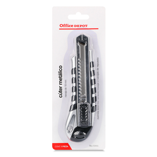 Cutter Profesional con Navaja Retráctil de 18 mm Office Depot / Metálico / Plata