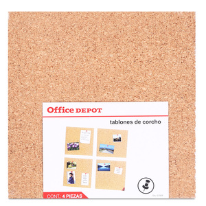 Tablones de Corcho Office Depot / 30.5 x 30.5 cm / 4 piezas / Café