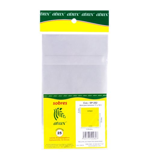 SOBRE PLASTICO ATRAX 1/4 C (25 PZS.)