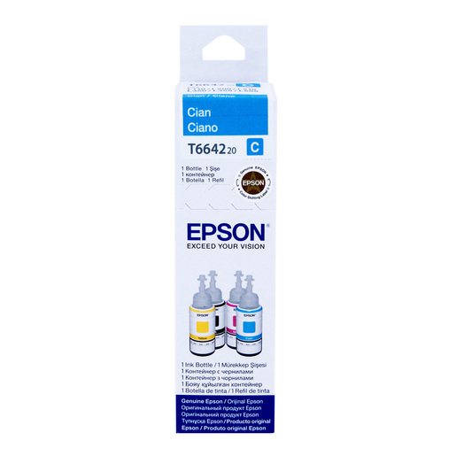 Botella de Tinta Epson T664 / T664220 AL / Cyan / 6500 páginas / EcoTank