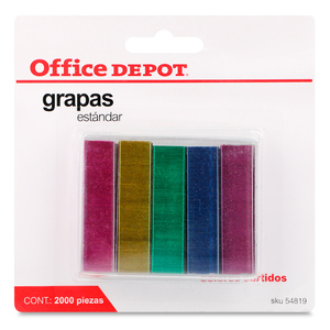 Grapas Estándar Office Depot / Colores Metálicos surtidos / 2000 piezas