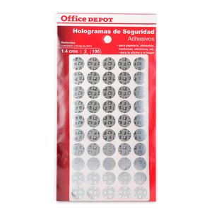 Etiquetas Adhesivas de Seguridad Circulares Office Depot / 1.4 cm / Holograma / 100 etiquetas