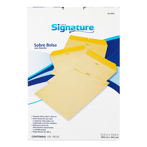 Sobres de Papel con Broche Metálico Oficio Signature / Manila / 50 Piezas Sobres de Papel con Broche Metálico Oficio Signature / Manila / 50 Piezas