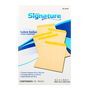 Sobres de Papel con Solapa Engomada Esquela Signature Manila 50 piezas Sobres de Papel con Solapa Engomada Esquela Signature Manila 50 piezas