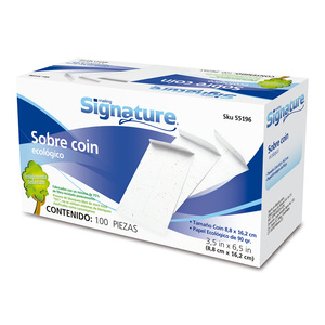 Sobres de Papel Ecológico Coin Signature / Blanco / 100 Piezas Sobres de Papel Ecológico Coin Signature / Blanco / 100 Piezas