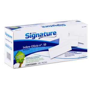 Sobres de Papel No 10 Oficio Signature / Blanco / 100 Piezas Sobres de Papel No 10 Oficio Signature / Blanco / 100 Piezas