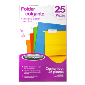 FOLDER COLGANTE OFICIO WILSON JONES (COLORES, 25P) FOLDER COLGANTE OFICIO WILSON JONES (COLORES, 25P)