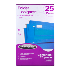 FOLDER COLGANTE OFICIO WILSON JONES (AZUL 25 PZS) FOLDER COLGANTE OFICIO WILSON JONES (AZUL 25 PZS)
