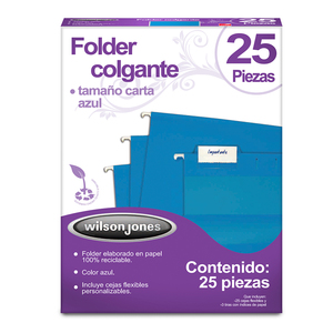 FOLDER COLGANTE CARTA WILSON JONES (AZUL, 25 PZS.) FOLDER COLGANTE CARTA WILSON JONES (AZUL, 25 PZS.)